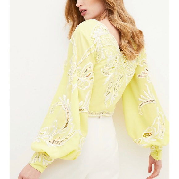 SOLD - Karen Millen - yellow laser cut beaded blouse - Picture 3 of 6